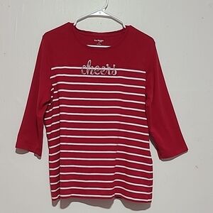 Karen Scott Red Striped Top